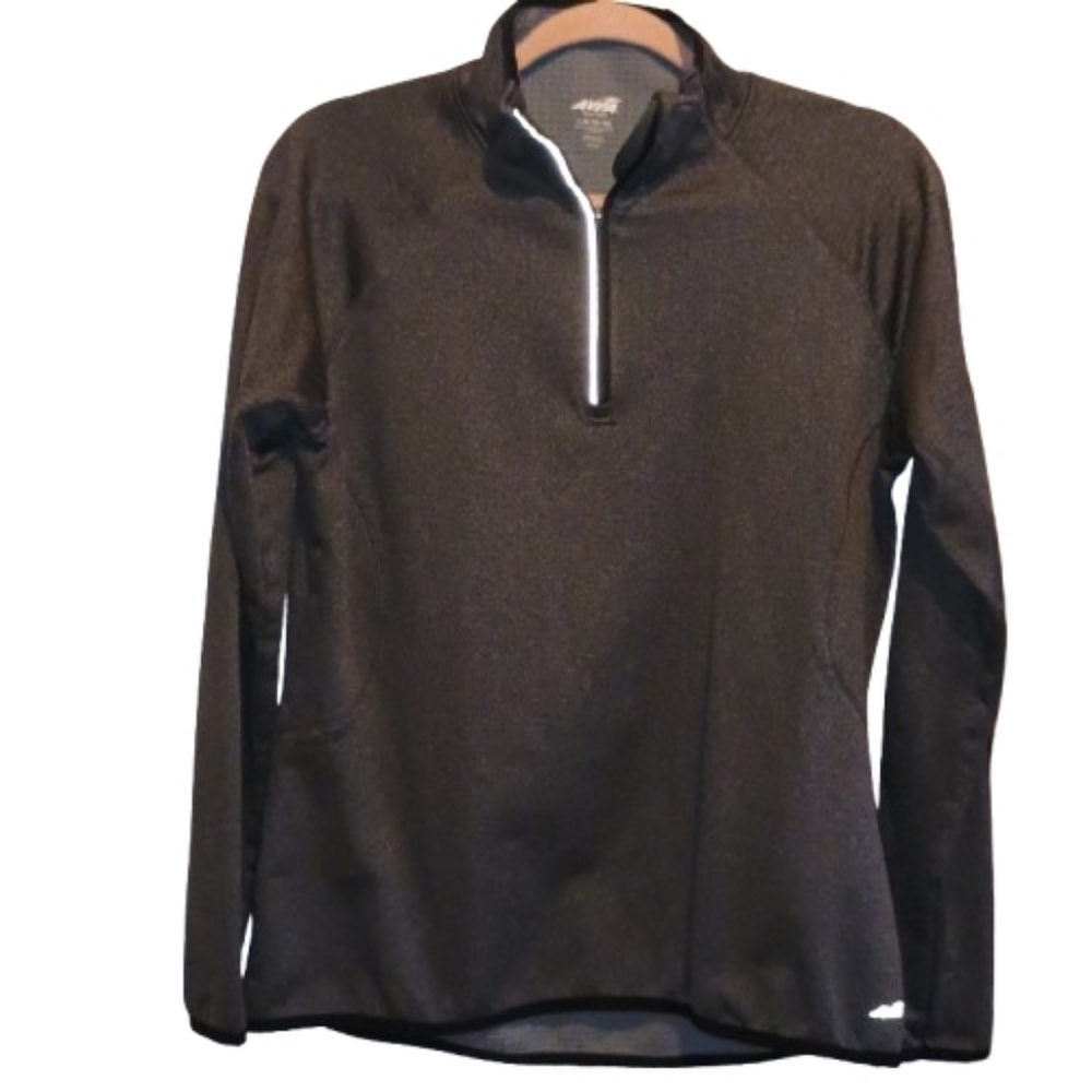 Avia Womens‎ Dark Gray Heathered Quarter Zip Long Sleeve Athletic Pullover Top L